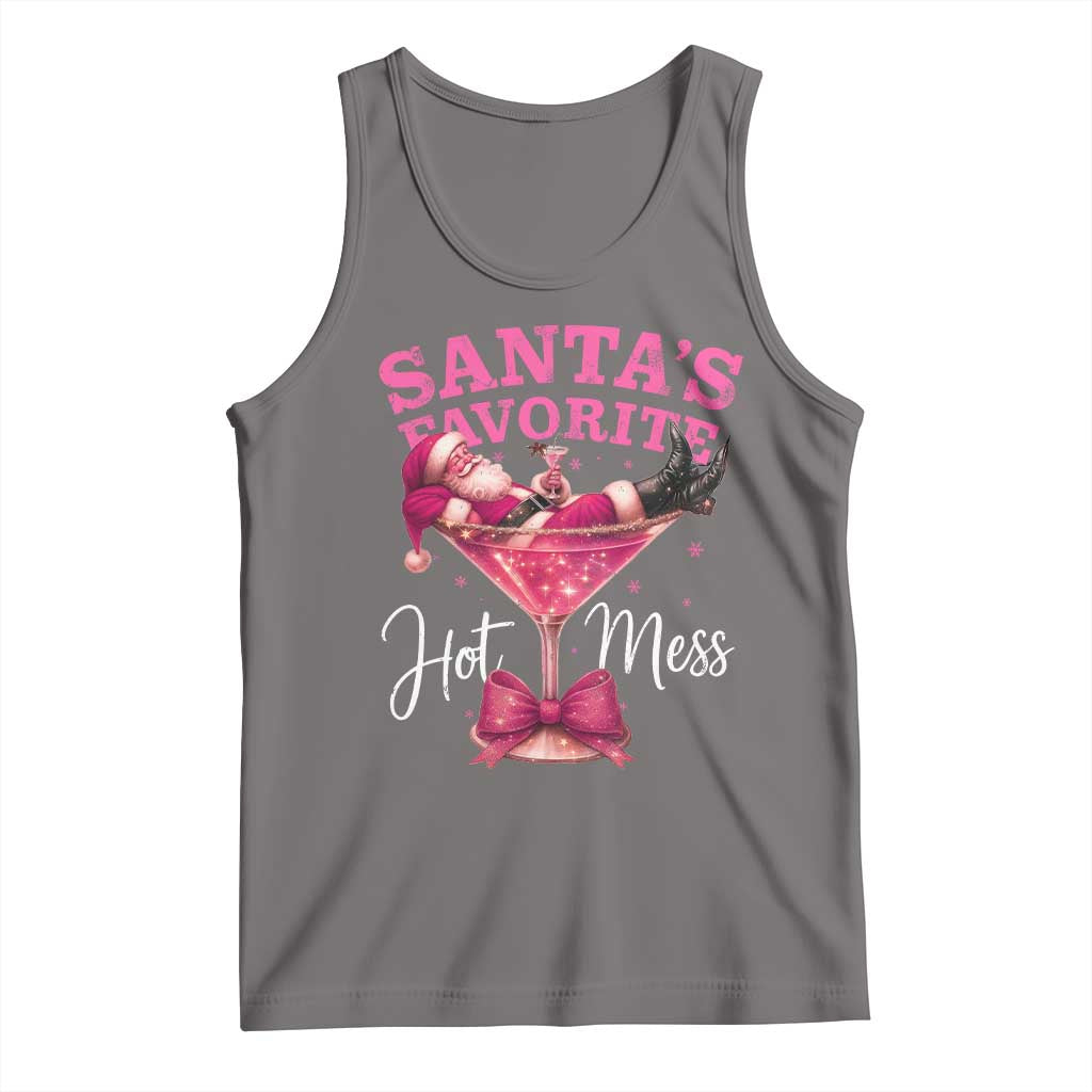 Funny Christmas Santas Favorite Hot Mess Tank Top Xmas Drinking Party TS11 Deep Heather Print Your Wear