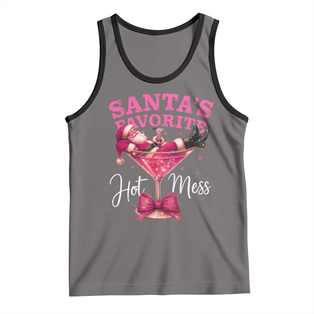 Funny Christmas Santas Favorite Hot Mess Tank Top Xmas Drinking Party TS11 Deep Heather Black Print Your Wear
