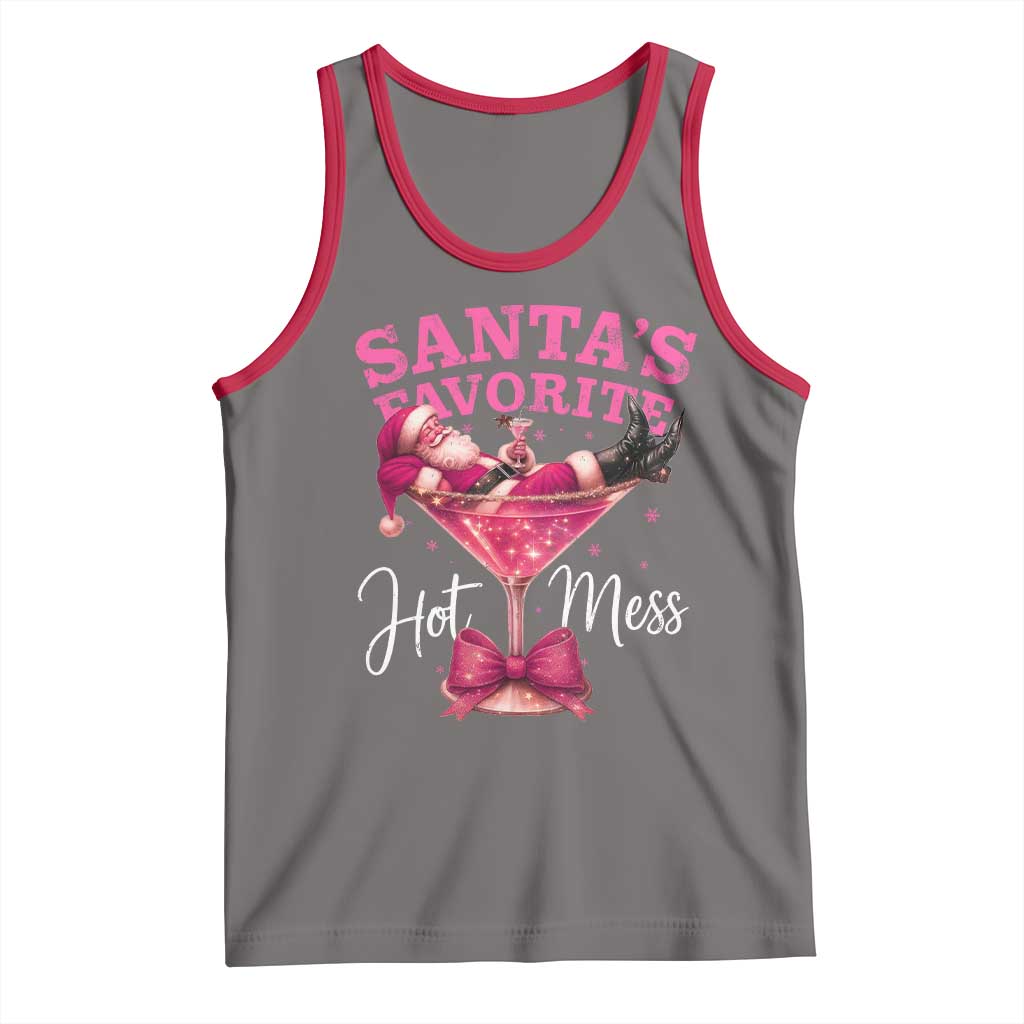 Funny Christmas Santas Favorite Hot Mess Tank Top Xmas Drinking Party TS11 Deep Heather Red Print Your Wear