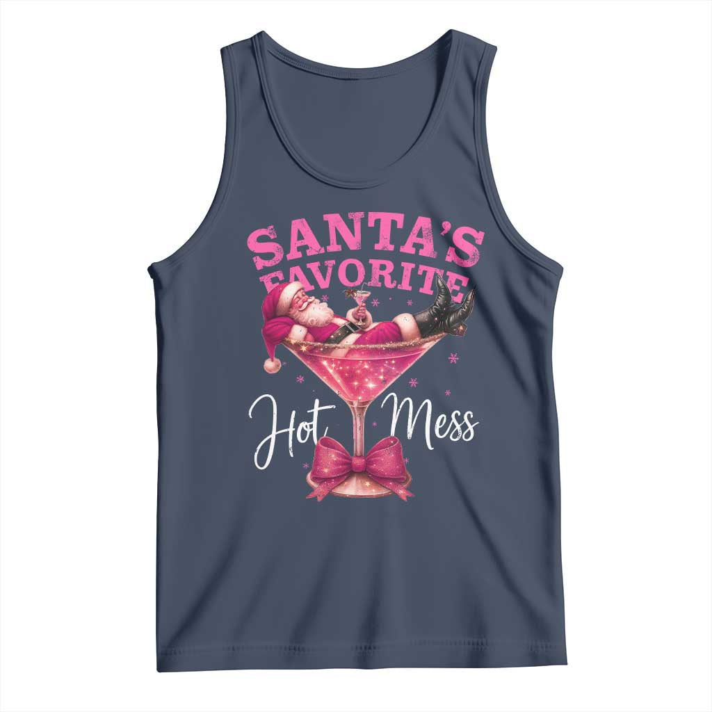 Funny Christmas Santas Favorite Hot Mess Tank Top Xmas Drinking Party TS11 Navy Print Your Wear