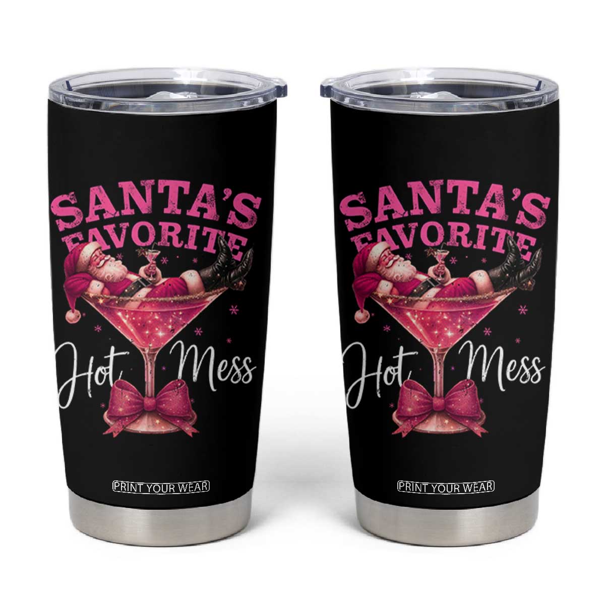 Funny Christmas Santas Favorite Hot Mess Tumbler Cup Xmas Drinking Party TS11 Black Print Your Wear