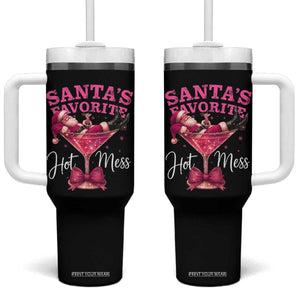 Funny Christmas Santas Favorite Hot Mess Tumbler With Handle Xmas Drinking Party TS11 One Size: 40 oz Black Print Your Wear