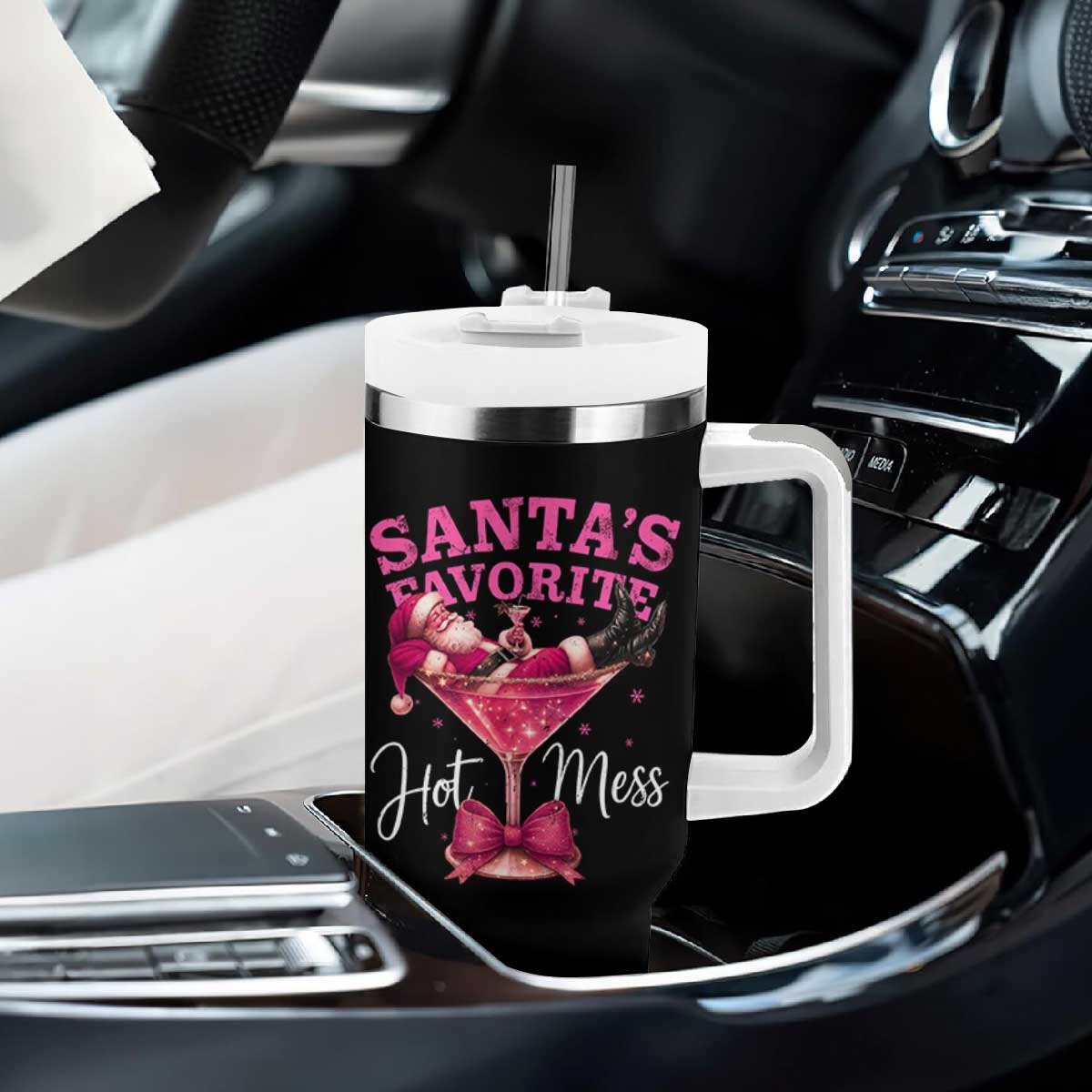 Funny Christmas Santas Favorite Hot Mess Tumbler With Handle Xmas Drinking Party TS11 Print Your Wear