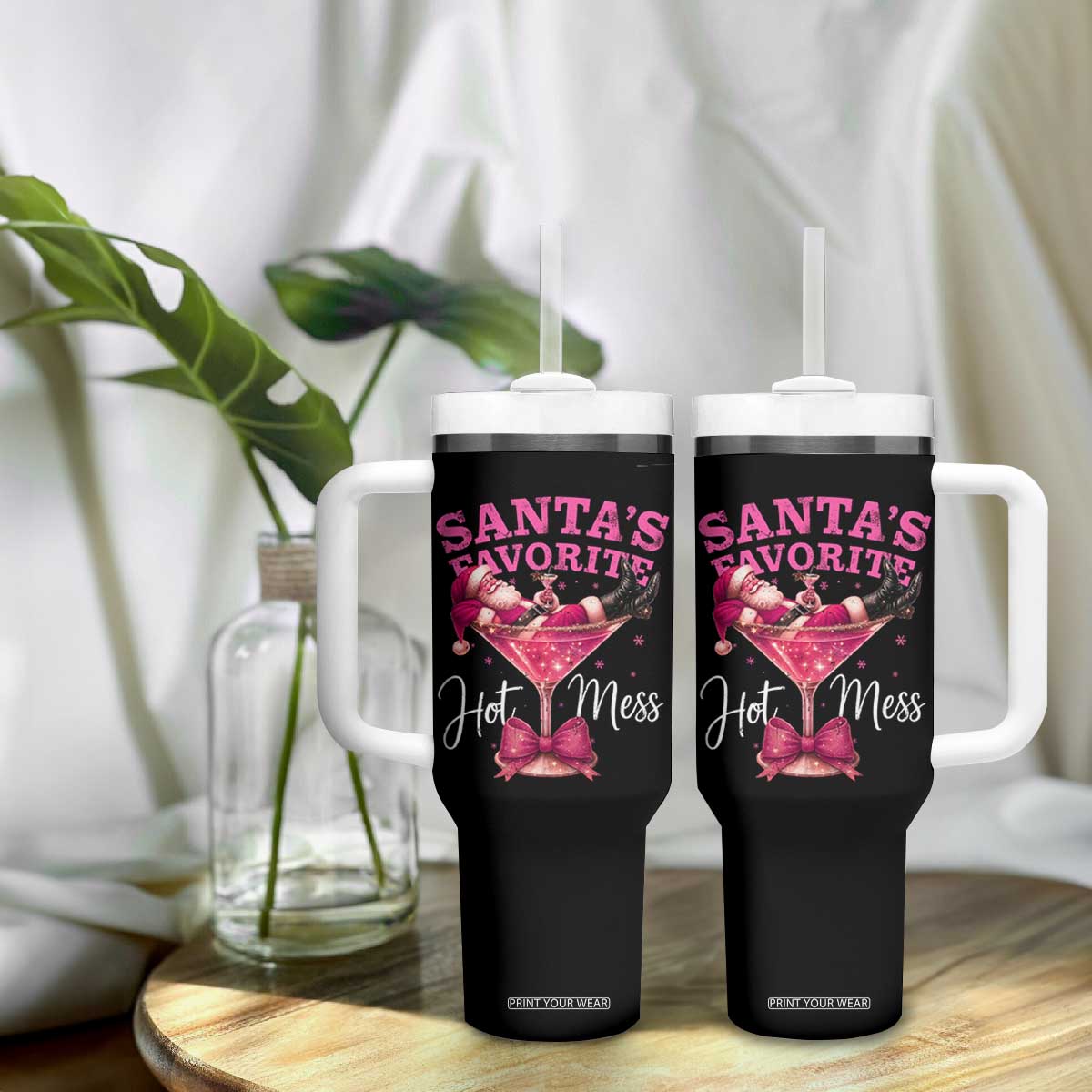 Funny Christmas Santas Favorite Hot Mess Tumbler With Handle Xmas Drinking Party TS11 Print Your Wear