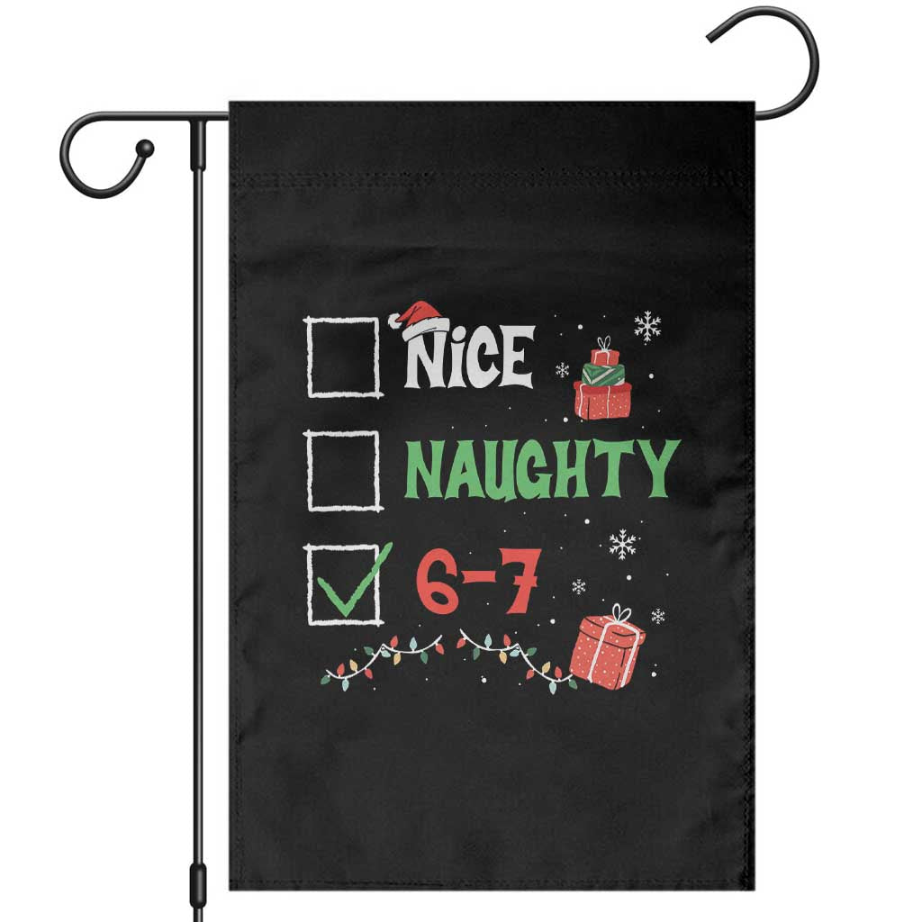 Funny 67 Christmas Garden Flag Nice Naughty 67 Xmas Checklist TS11 Black Print Your Wear