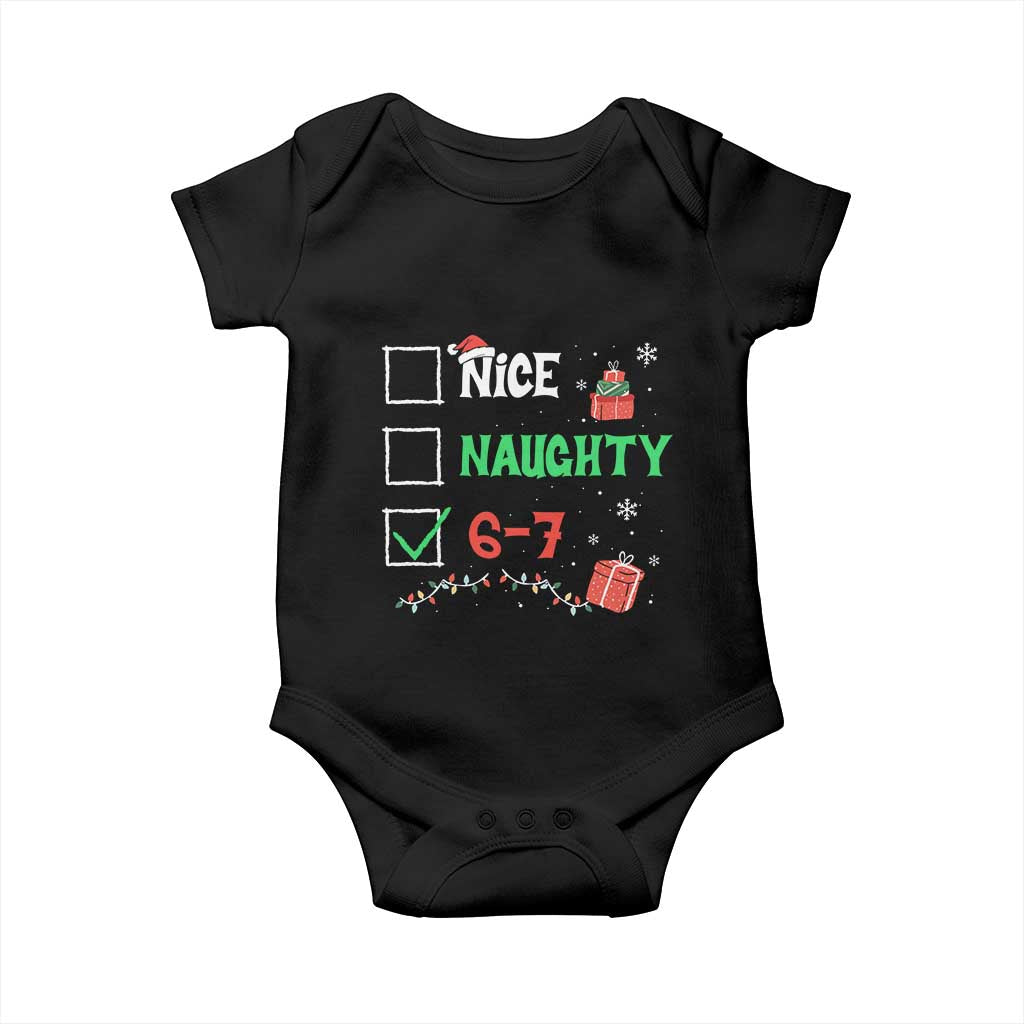 Funny 67 Christmas Baby Onesie Nice Naughty 67 Xmas Checklist TS11 Black Print Your Wear