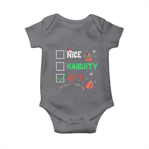 Funny 67 Christmas Baby Onesie Nice Naughty 67 Xmas Checklist TS11 Charcoal Print Your Wear