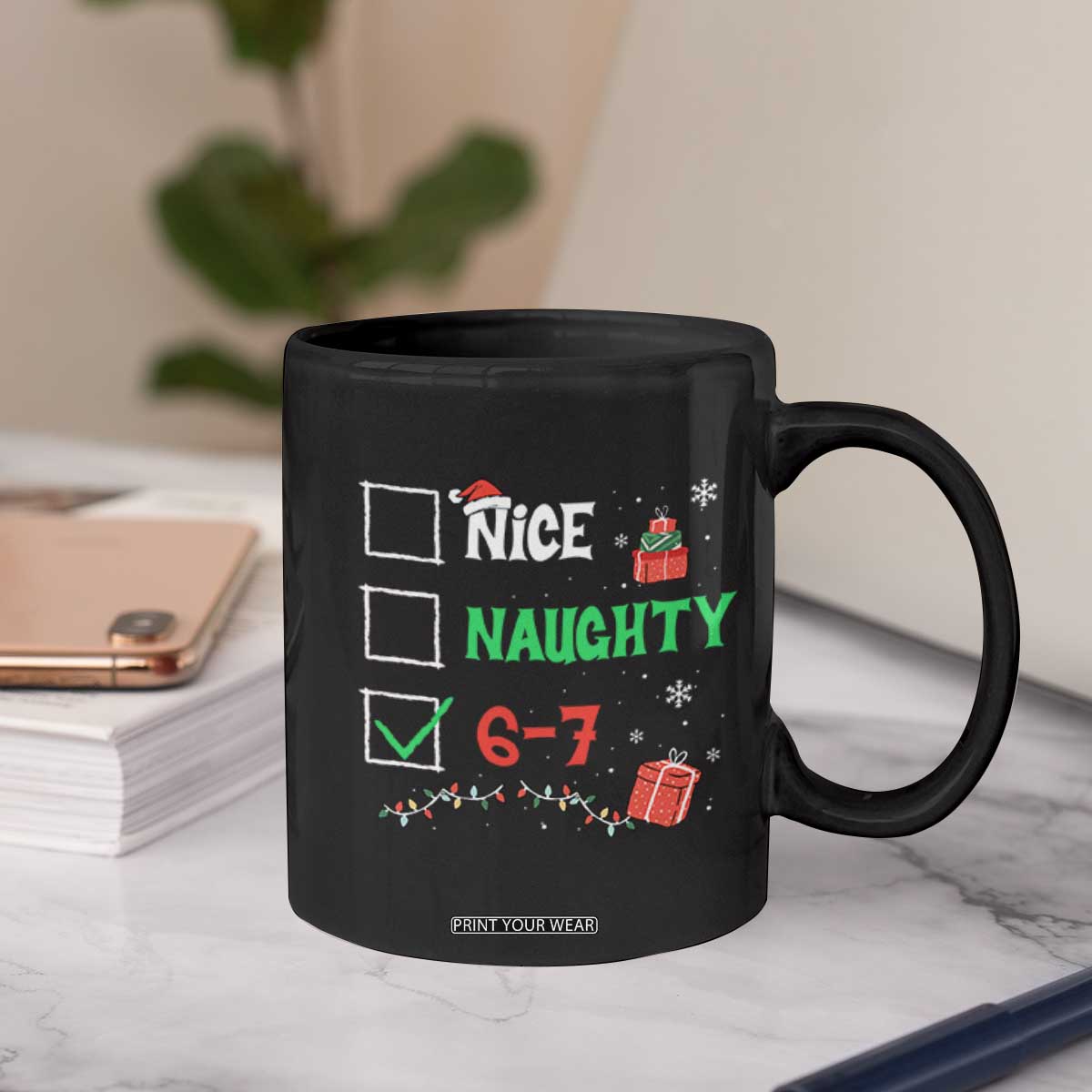 Funny 67 Christmas Coffee Mug Nice Naughty 67 Xmas Checklist TS11 Print Your Wear