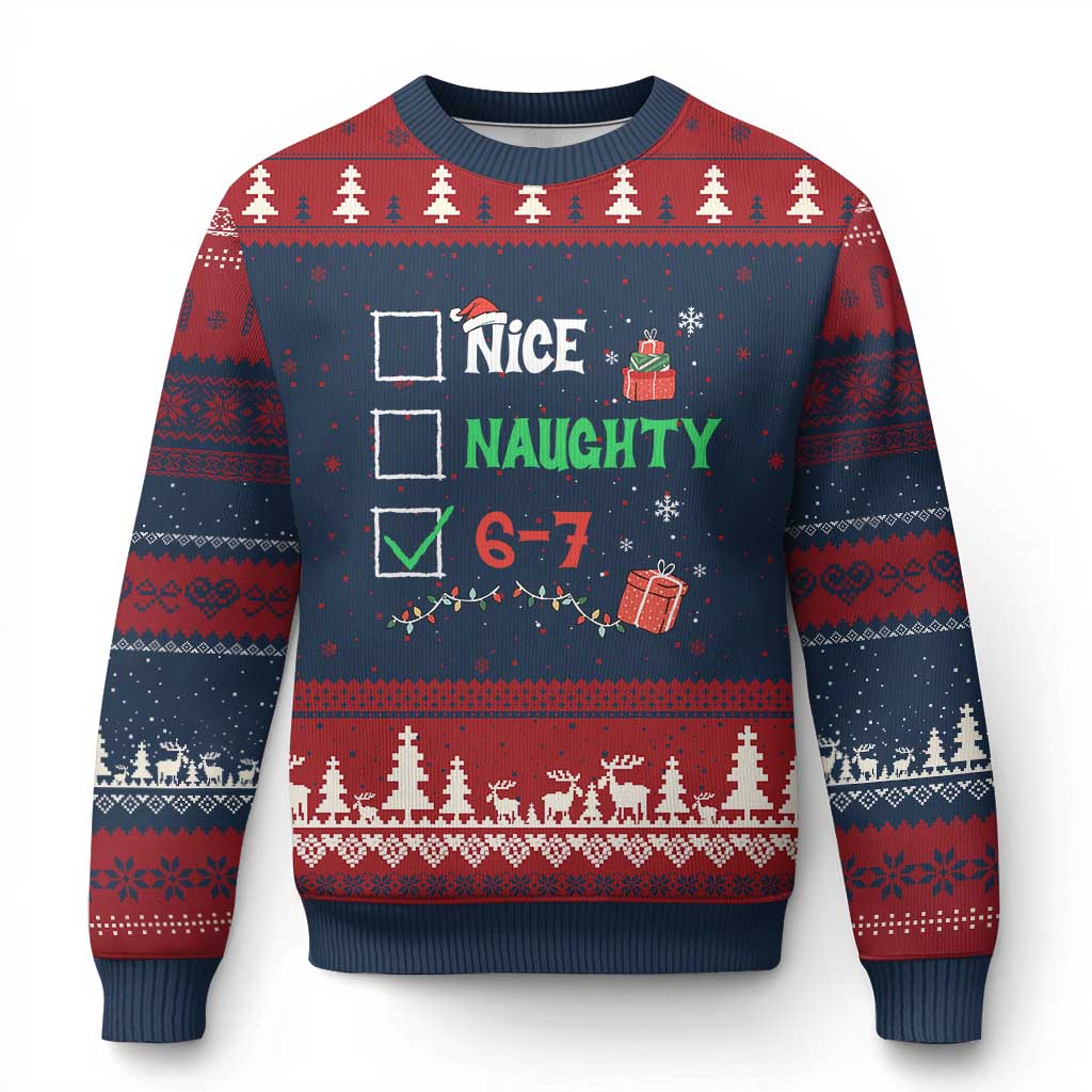 Funny 67 Christmas Ugly Christmas Sweater Nice Naughty 67 Xmas Checklist TS11 Navy Red Print Your Wear