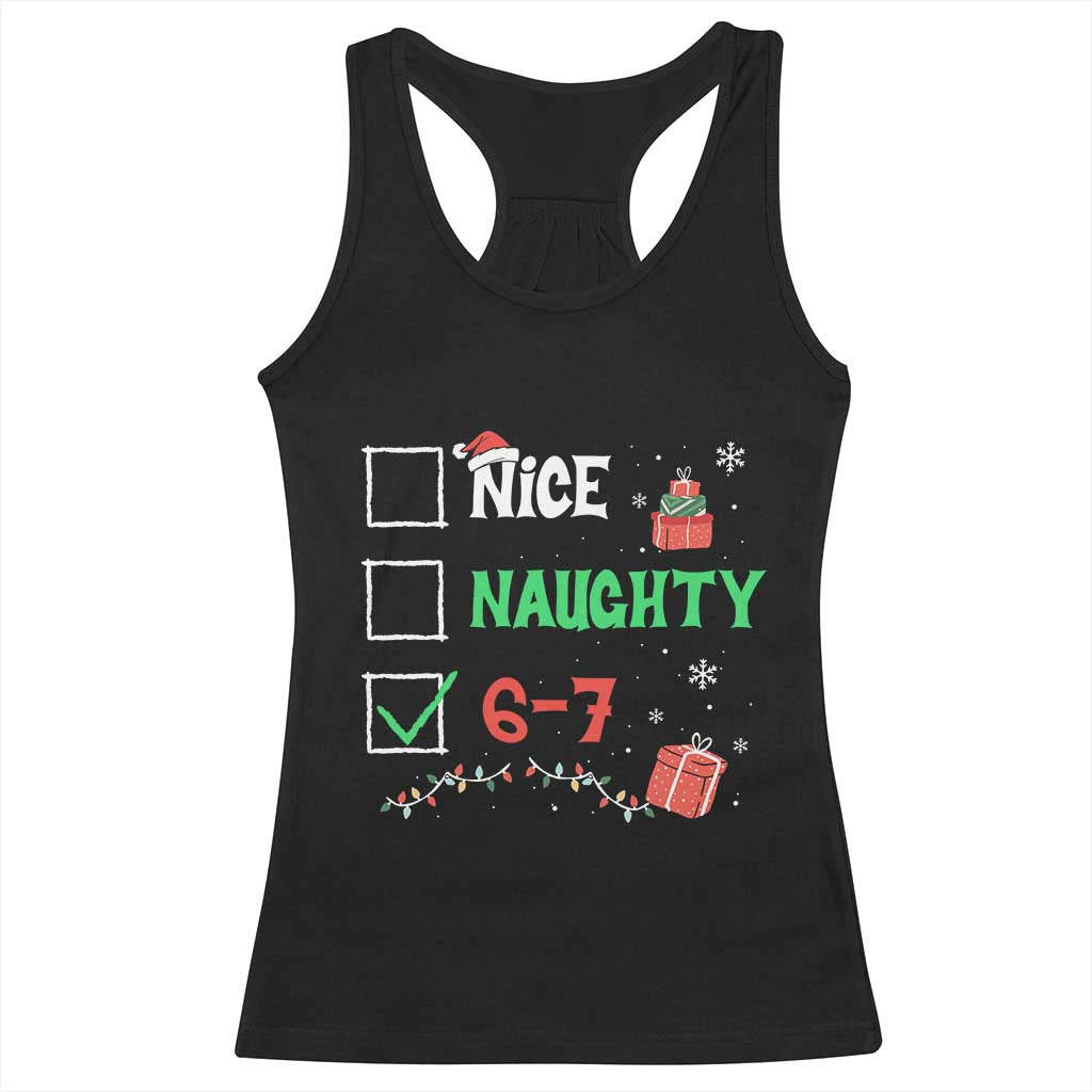 Funny 67 Christmas Racerback Tank Top Nice Naughty 67 Xmas Checklist TS11 Black Print Your Wear
