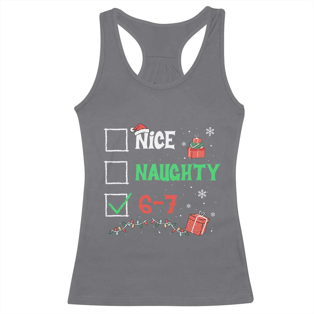 Funny 67 Christmas Racerback Tank Top Nice Naughty 67 Xmas Checklist TS11 Charcoal Print Your Wear