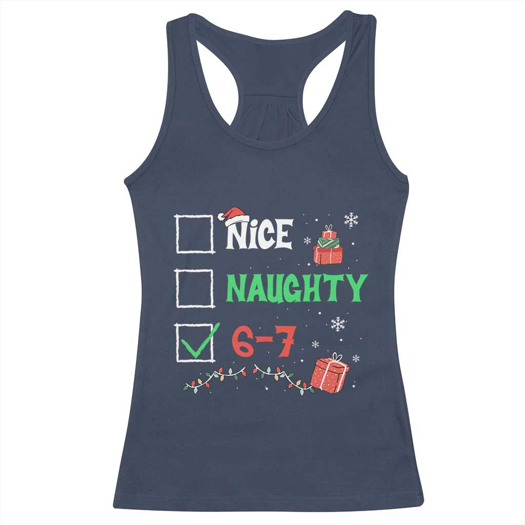 Funny 67 Christmas Racerback Tank Top Nice Naughty 67 Xmas Checklist TS11 Navy Print Your Wear