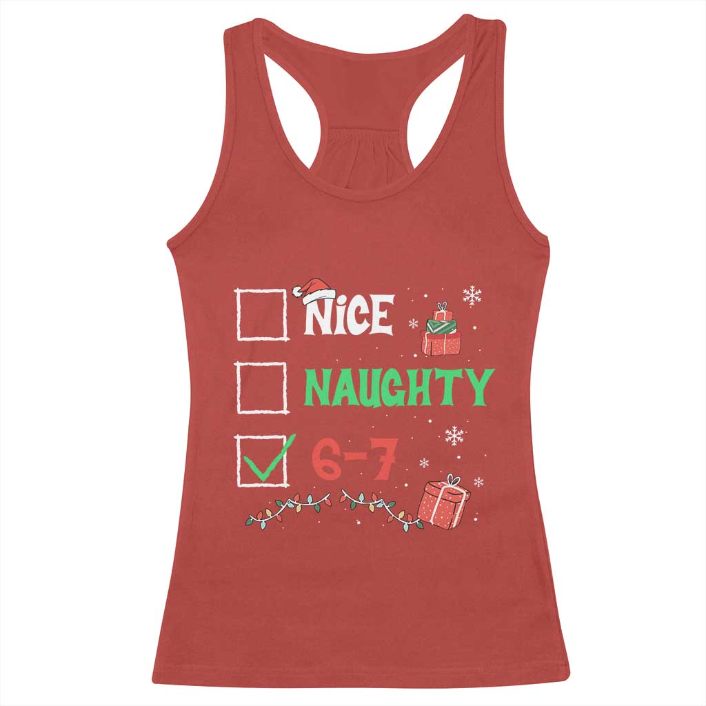 Funny 67 Christmas Racerback Tank Top Nice Naughty 67 Xmas Checklist TS11 Red Print Your Wear