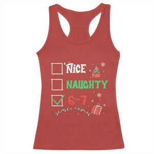 Funny 67 Christmas Racerback Tank Top Nice Naughty 67 Xmas Checklist TS11 Red Print Your Wear