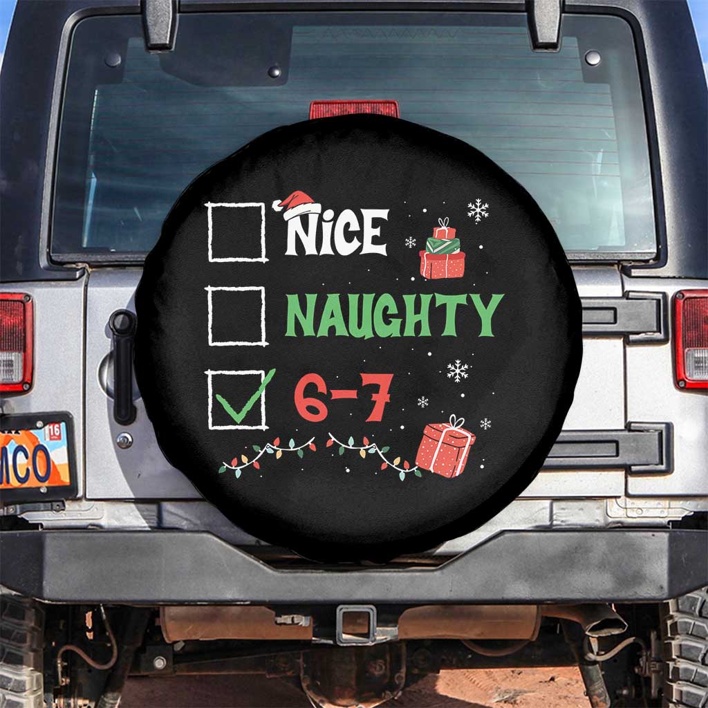 Funny 67 Christmas Spare Tire Cover Nice Naughty 67 Xmas Checklist TS11 No hole Black Print Your Wear