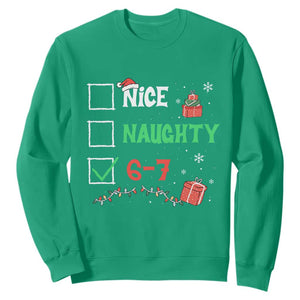 Funny 67 Christmas Sweatshirt Nice Naughty 67 Xmas Checklist TS11 Irish Green Print Your Wear
