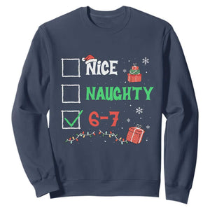 Funny 67 Christmas Sweatshirt Nice Naughty 67 Xmas Checklist TS11 Navy Print Your Wear
