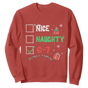 Funny 67 Christmas Sweatshirt Nice Naughty 67 Xmas Checklist TS11 Red Print Your Wear