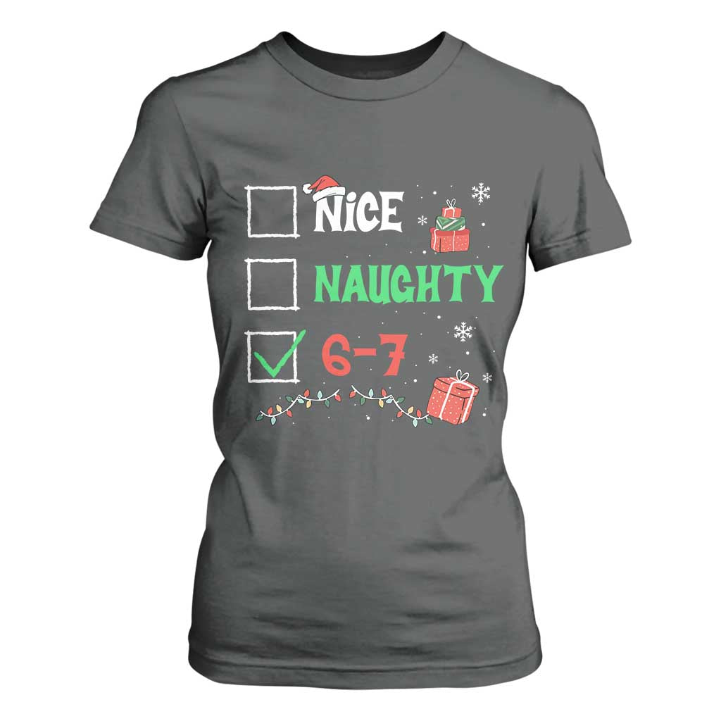 Funny 67 Christmas T Shirt For Women Nice Naughty 67 Xmas Checklist TS11 Dark Heather Print Your Wear
