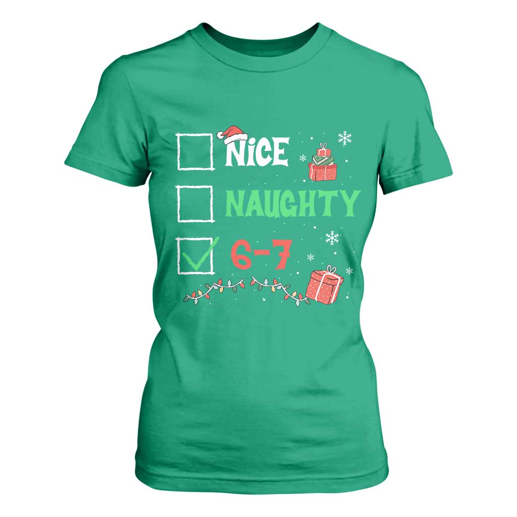 Funny 67 Christmas T Shirt For Women Nice Naughty 67 Xmas Checklist TS11 Irish Green Print Your Wear