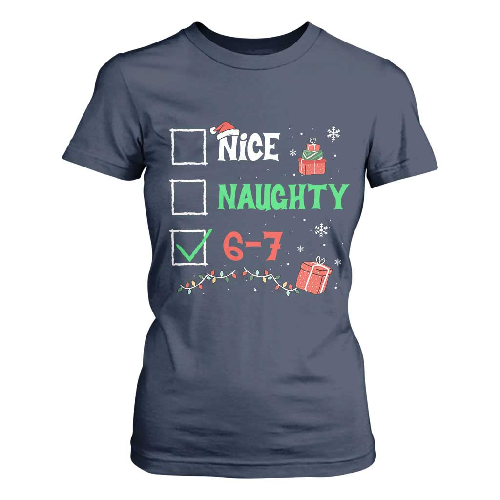 Funny 67 Christmas T Shirt For Women Nice Naughty 67 Xmas Checklist TS11 Navy Print Your Wear