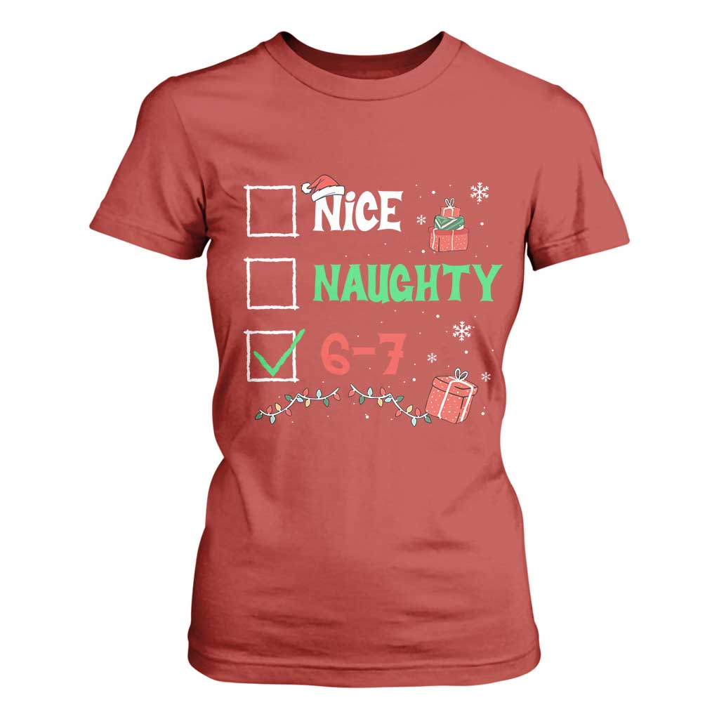 Funny 67 Christmas T Shirt For Women Nice Naughty 67 Xmas Checklist TS11 Red Print Your Wear