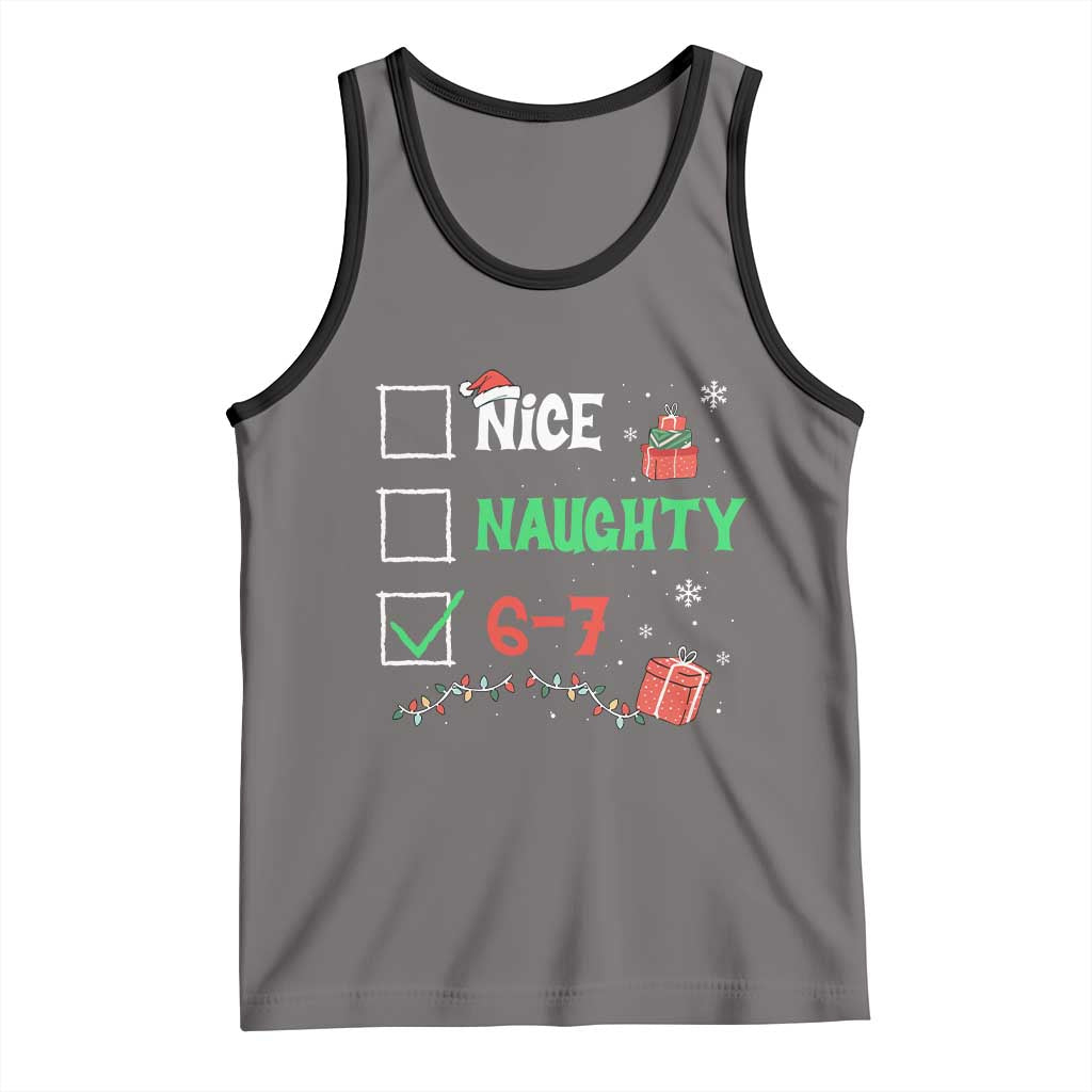 Funny 67 Christmas Tank Top Nice Naughty 67 Xmas Checklist TS11 Deep Heather Black Print Your Wear