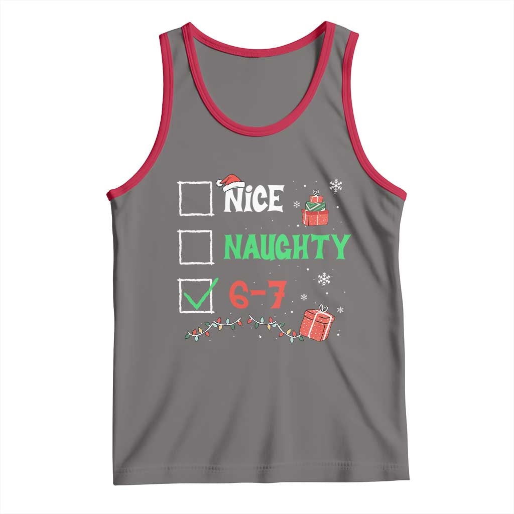Funny 67 Christmas Tank Top Nice Naughty 67 Xmas Checklist TS11 Deep Heather Red Print Your Wear