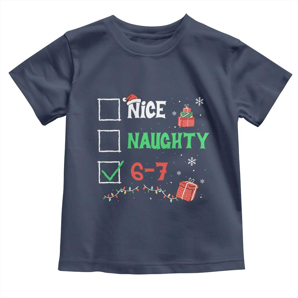 Funny 67 Christmas Toddler T Shirt Nice Naughty 67 Xmas Checklist TS11 Navy Print Your Wear