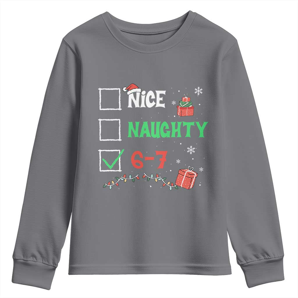 Funny 67 Christmas Youth Sweatshirt Nice Naughty 67 Xmas Checklist TS11 Charcoal Print Your Wear