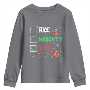 Funny 67 Christmas Youth Sweatshirt Nice Naughty 67 Xmas Checklist TS11 Charcoal Print Your Wear