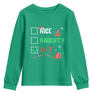 Funny 67 Christmas Youth Sweatshirt Nice Naughty 67 Xmas Checklist TS11 Irish Green Print Your Wear