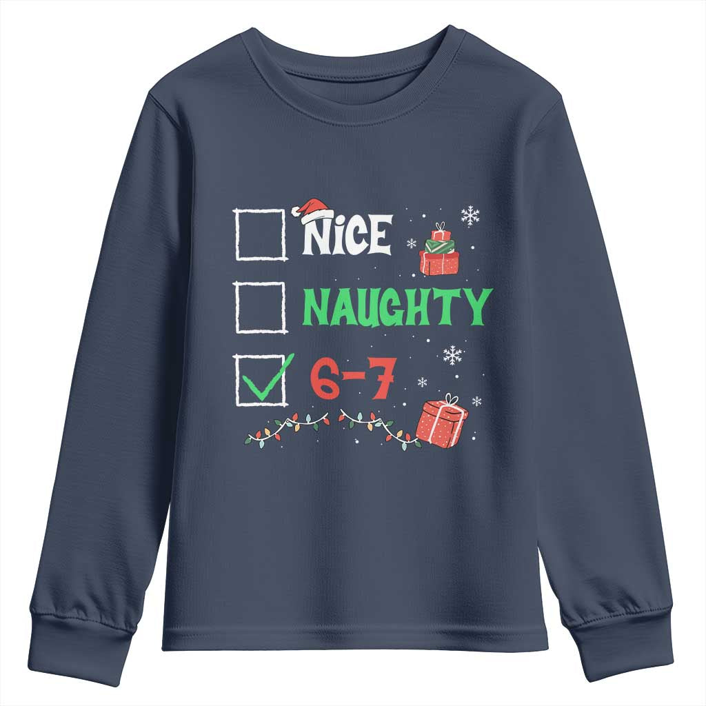 Funny 67 Christmas Youth Sweatshirt Nice Naughty 67 Xmas Checklist TS11 Navy Print Your Wear