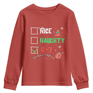 Funny 67 Christmas Youth Sweatshirt Nice Naughty 67 Xmas Checklist TS11 Red Print Your Wear
