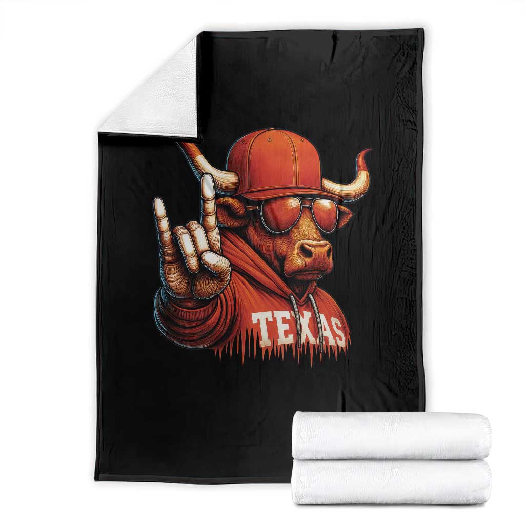 Texas Fan Throw Blanket Orange Longhorns Cow Texas Pride Sport Lover TS11 Black Print Your Wear