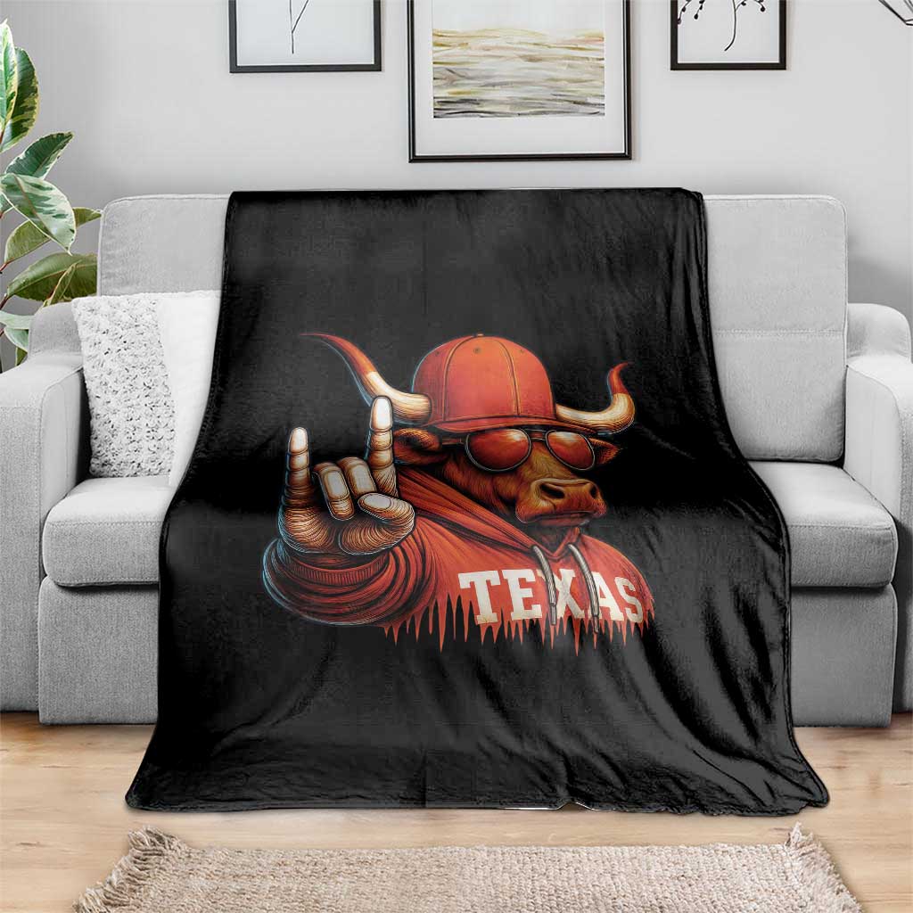 TFL Football Lover Throw Blanket Orange Cow Rock Hand Sign TS11 Print Your Wear