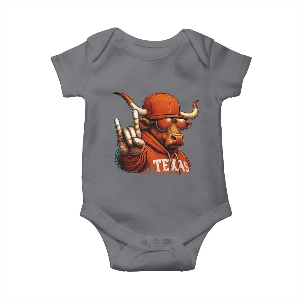 TFL Football Lover Baby Onesie Orange Cow Rock Hand Sign TS11 Charcoal Print Your Wear