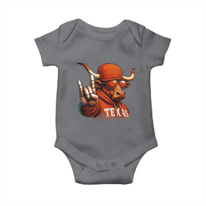TFL Football Lover Baby Onesie Orange Cow Rock Hand Sign TS11 Charcoal Print Your Wear