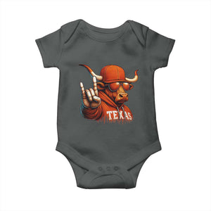 TFL Football Lover Baby Onesie Orange Cow Rock Hand Sign TS11 Dark Heather Print Your Wear