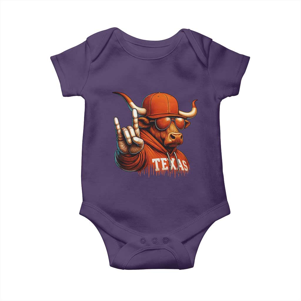 Texas Fan Baby Onesie Orange Longhorns Cow Texas Pride Sport Lover TS11 Purple Print Your Wear