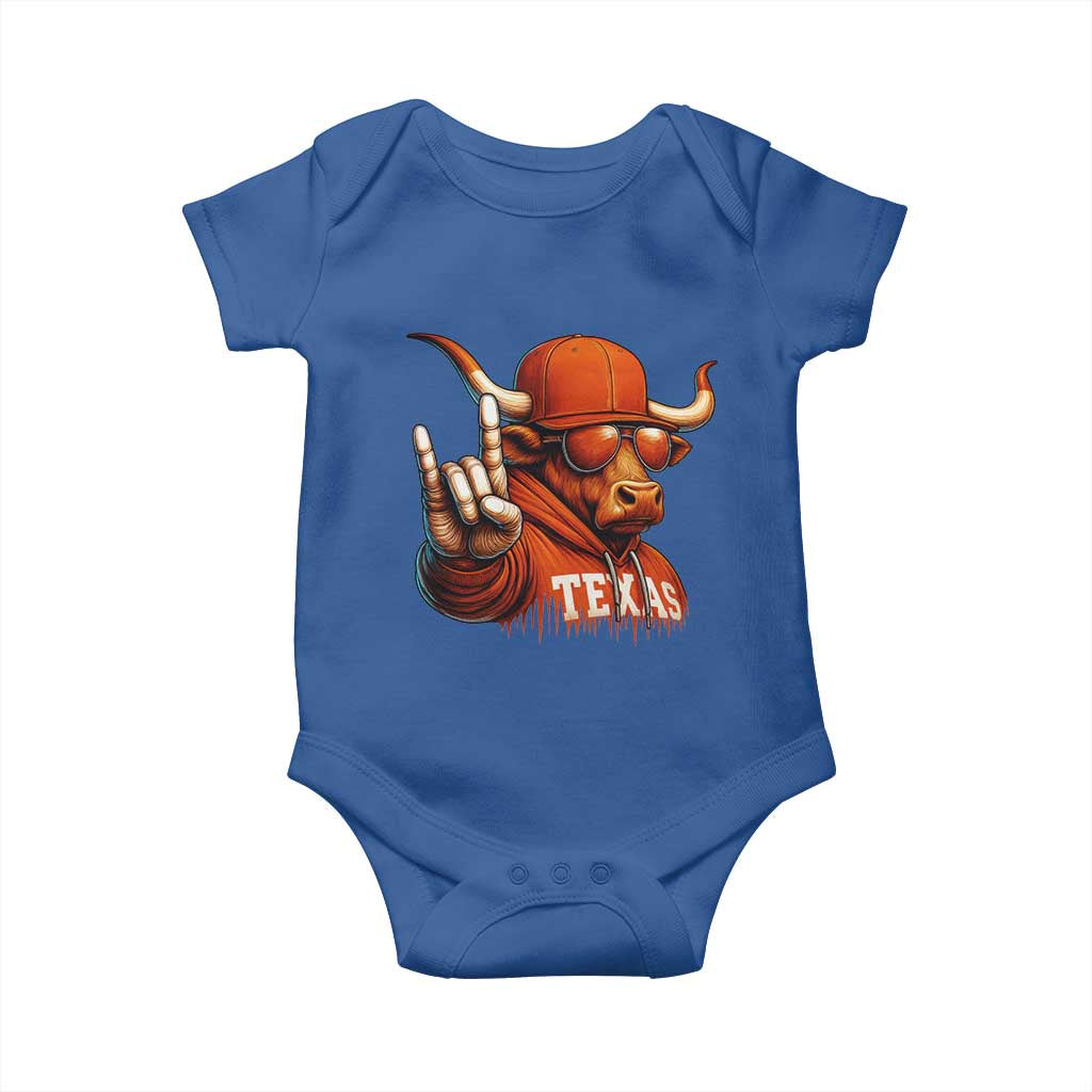 TFL Football Lover Baby Onesie Orange Cow Rock Hand Sign TS11 Royal Blue Print Your Wear