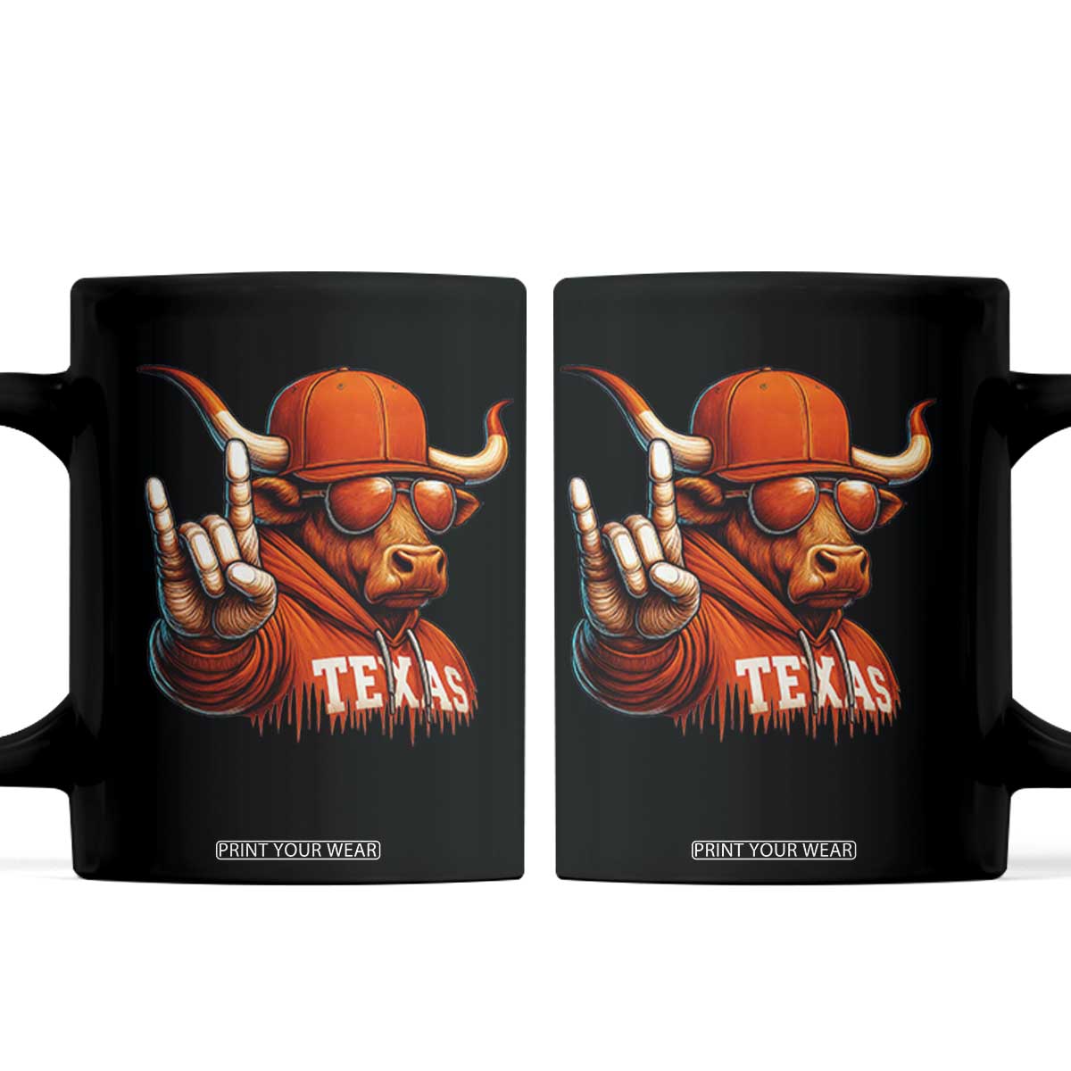 Texas Fan Coffee Mug Orange Longhorns Cow Texas Pride Sport Lover TS11 Black Print Your Wear