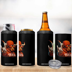 TFL Football Lover 4 in 1 Can Cooler Tumbler Orange Cow Rock Hand Sign TS11 Print Your Wear
