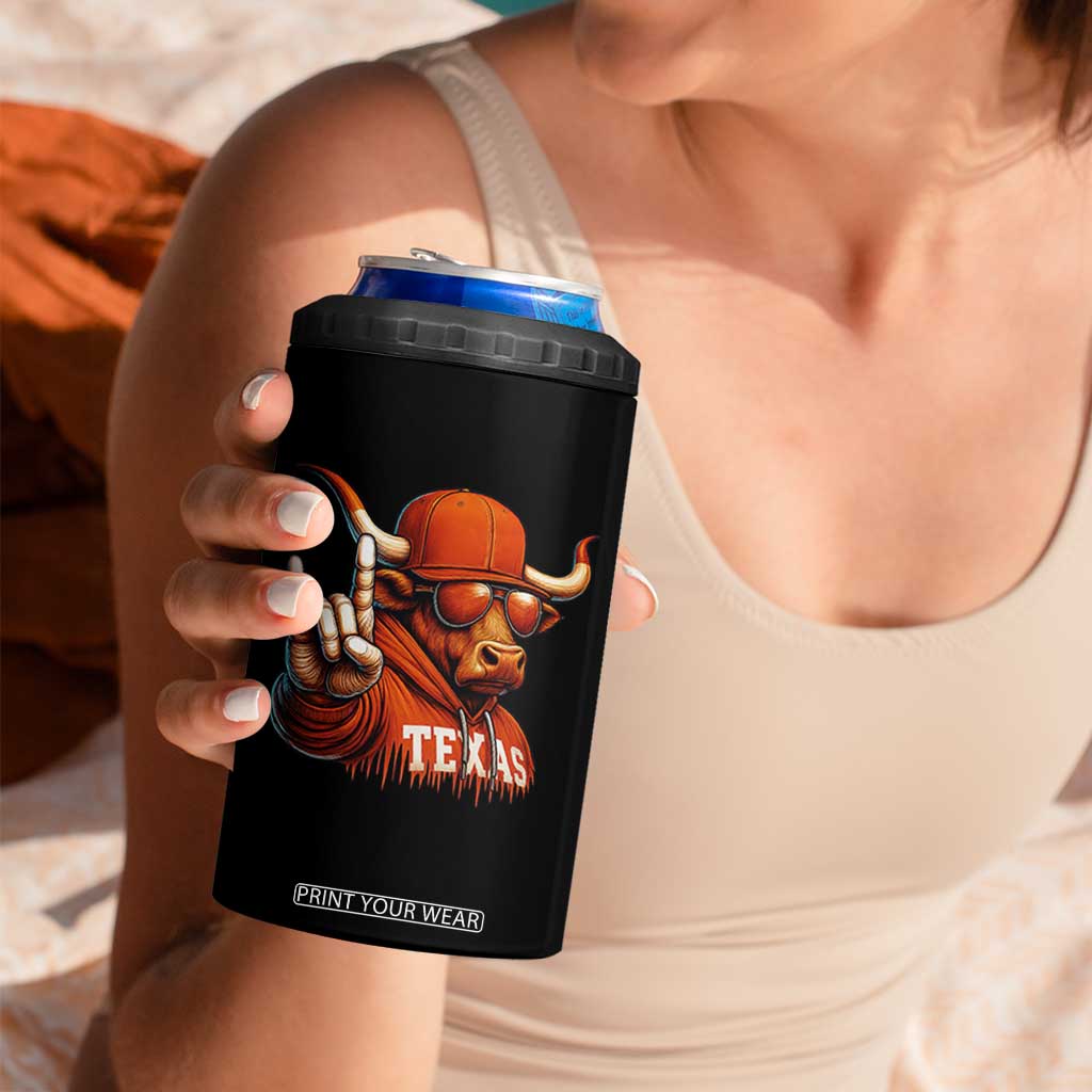 TFL Football Lover 4 in 1 Can Cooler Tumbler Orange Cow Rock Hand Sign TS11 Print Your Wear