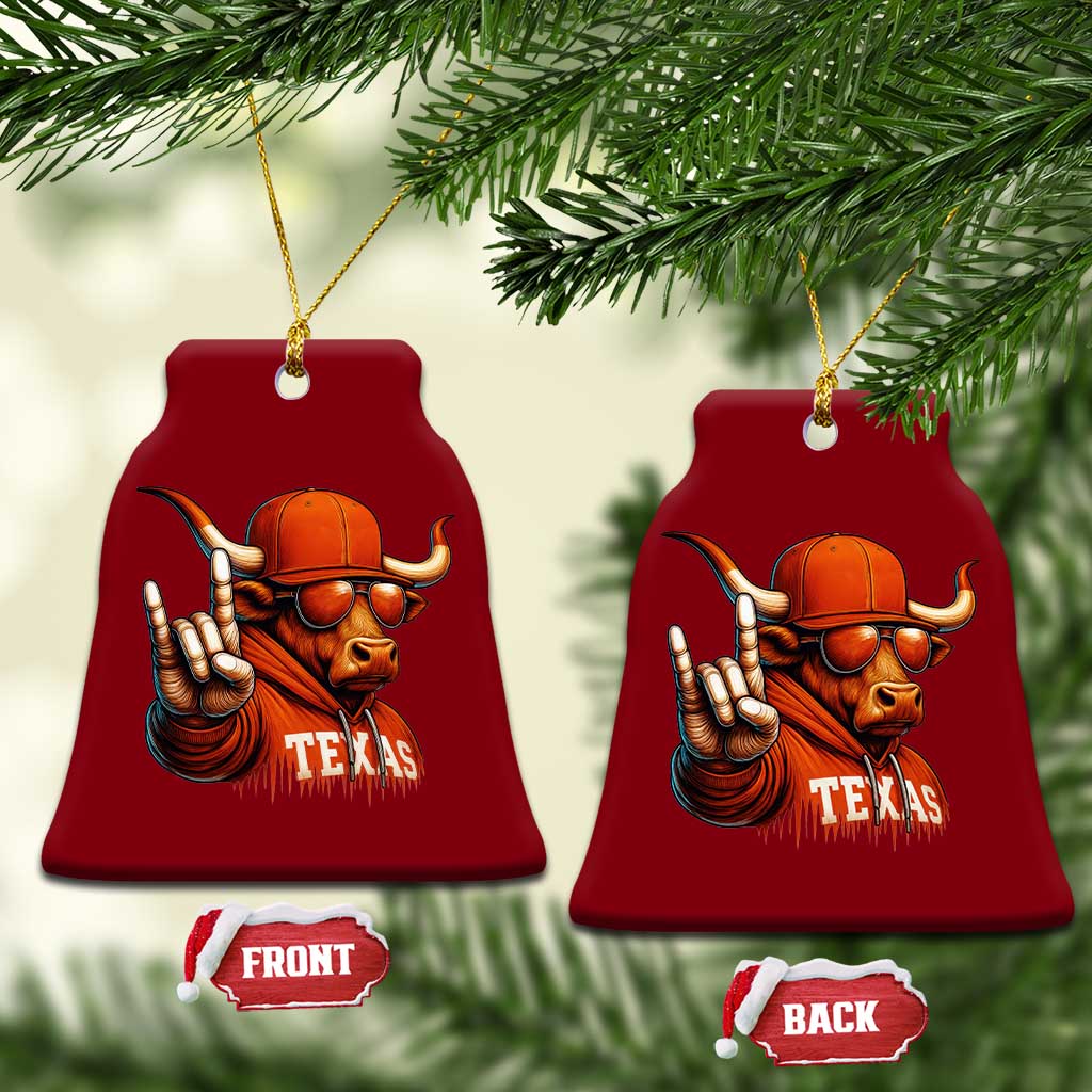 TFL Football Lover Ceramic Ornament Orange Cow Rock Hand Sign TS11 Print Your Wear