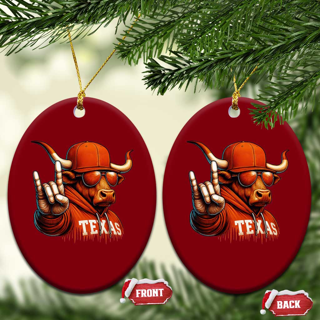 TFL Football Lover Ceramic Ornament Orange Cow Rock Hand Sign TS11 Print Your Wear