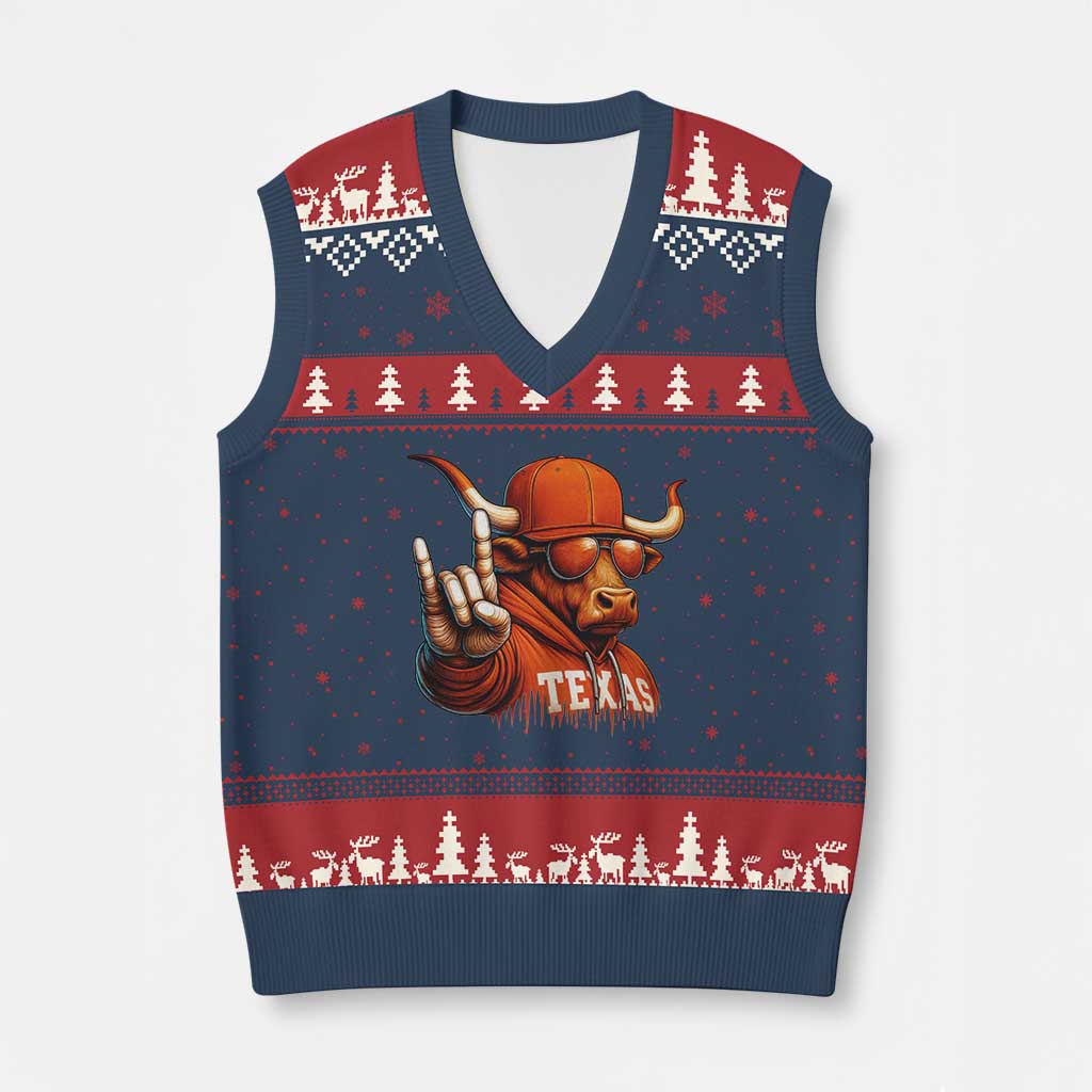 TFL Football Lover V-Neck Knit Sweater Vest Orange Cow Rock Hand Sign TS11 Navy Red Print Your Wear