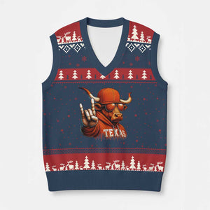 TFL Football Lover V-Neck Knit Sweater Vest Orange Cow Rock Hand Sign TS11 Navy Red Print Your Wear