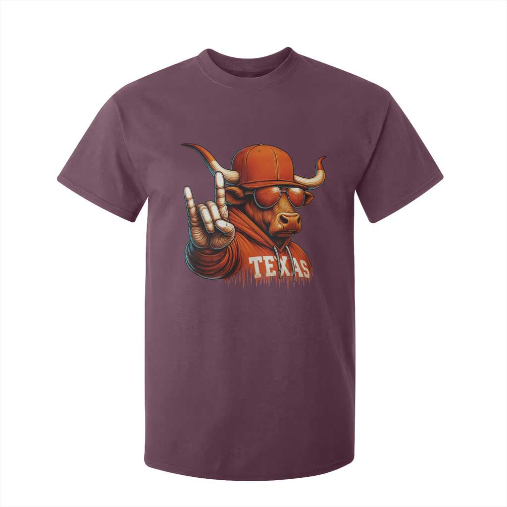 TFL Football Lover T Shirt For Kid Orange Cow Rock Hand Sign TS11 Maroon Print Your Wear