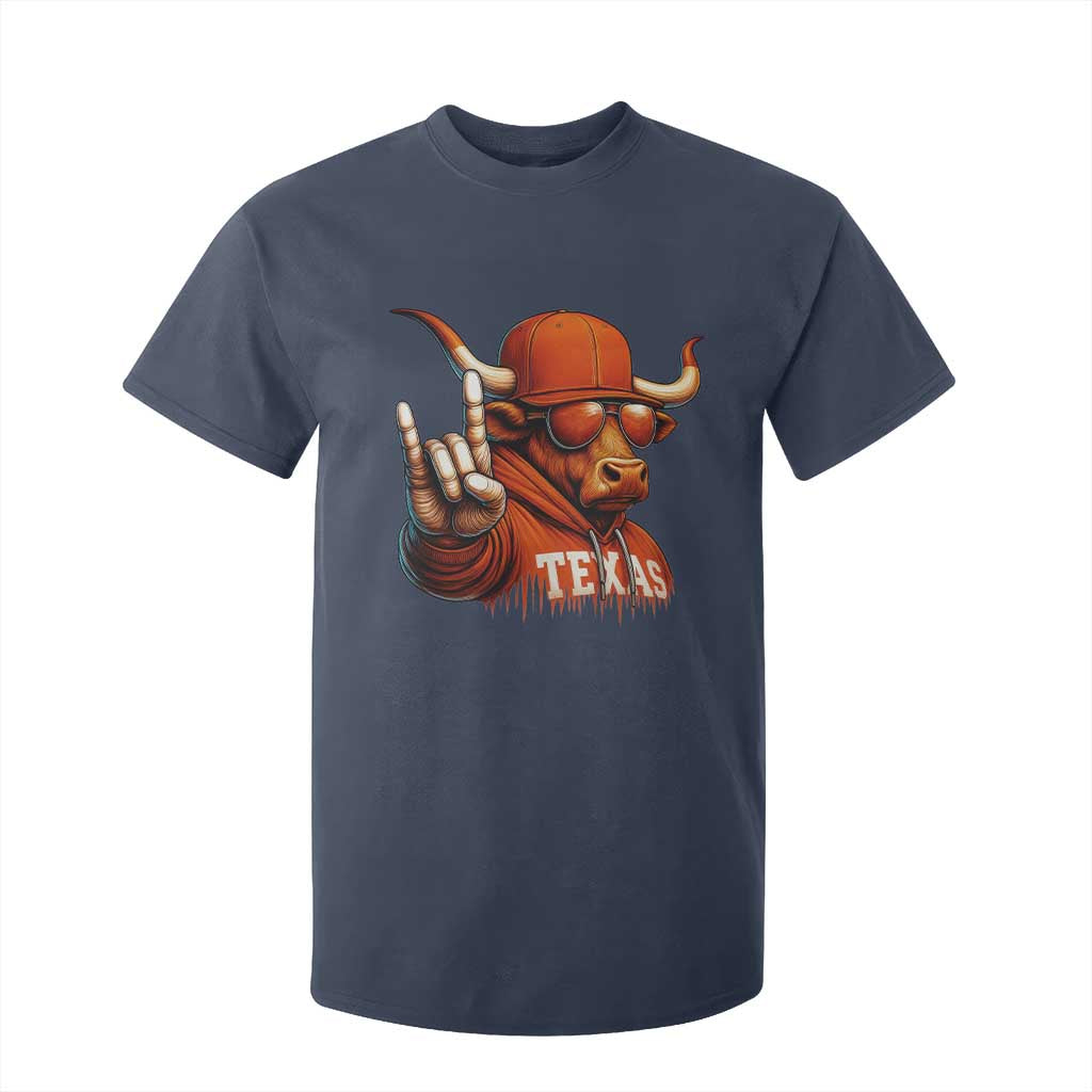 TFL Football Lover T Shirt For Kid Orange Cow Rock Hand Sign TS11 Navy Print Your Wear